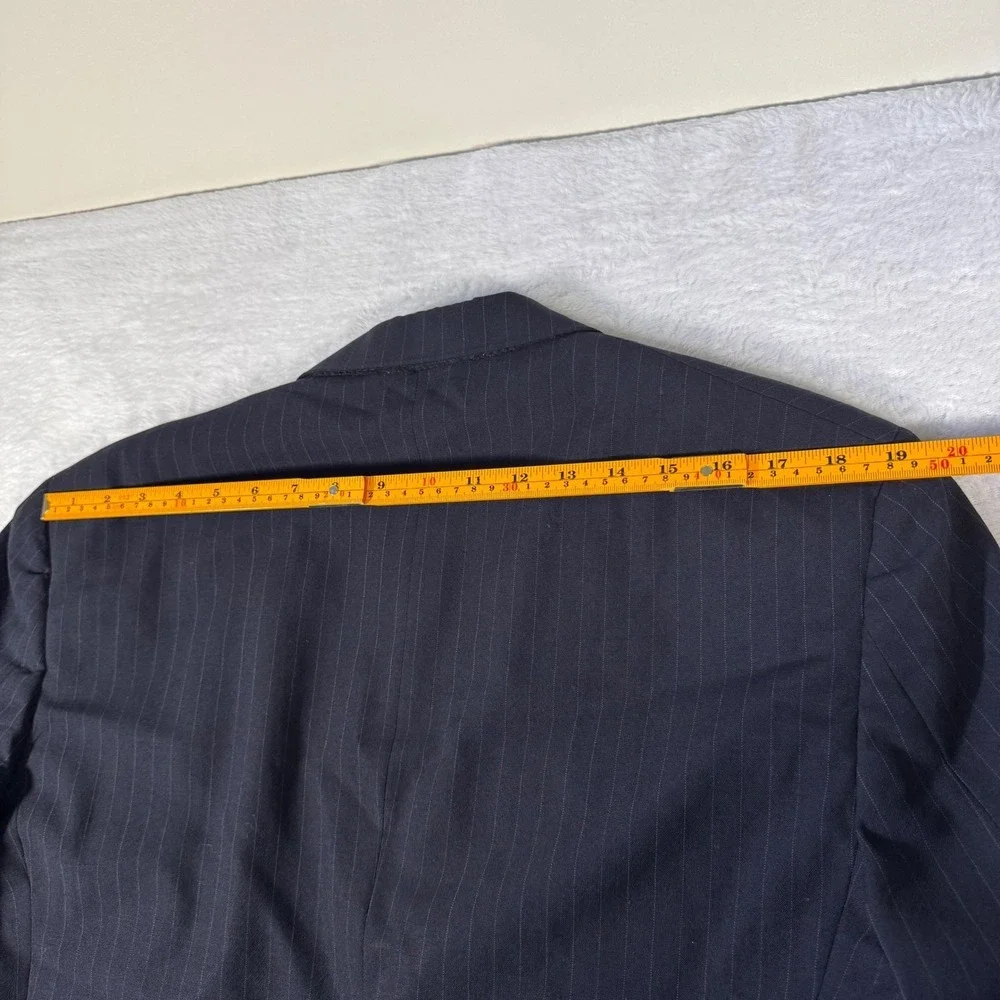 Vintage Graham‎ & Gunn Suit Jacket Mens 40R Navy Blue Pinstripe Blazer Wool 1990